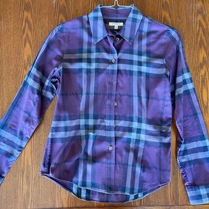Burberry button down shirt purple/blue